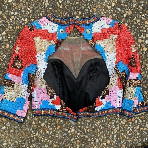 Two piece all over beaded crop top and high waist mini skirt 2 for prom - Picture 8 of 9